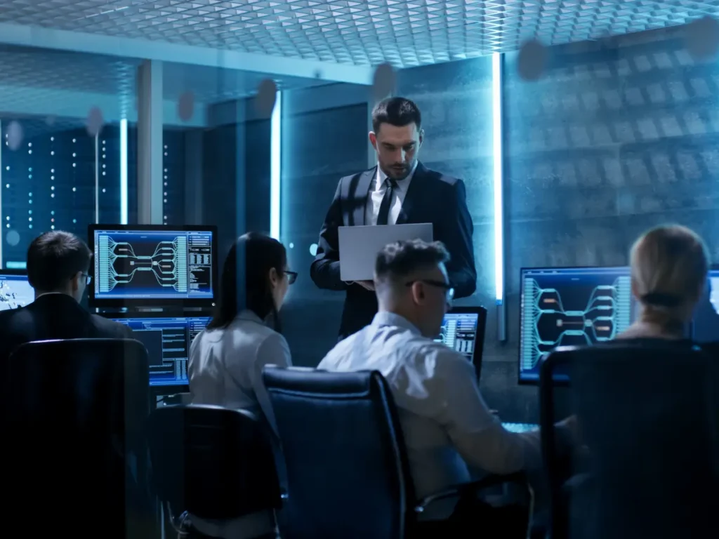 Cyber security engineers working together