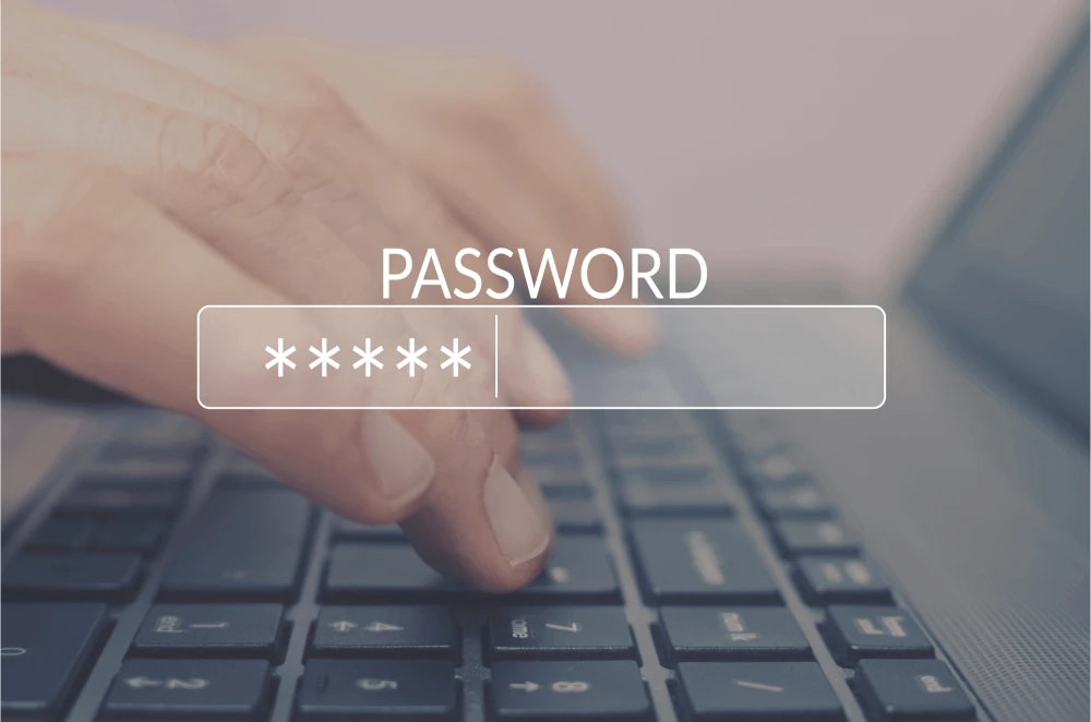 Password field floating over laptop keyboard