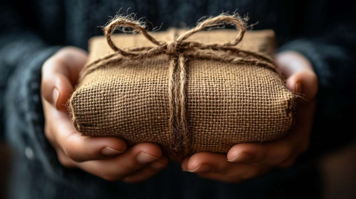 Small package held in palm of hands
